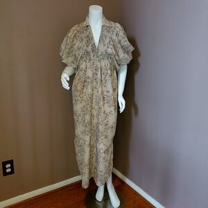 NWOT ENTRO taupe floral print maxi dress S